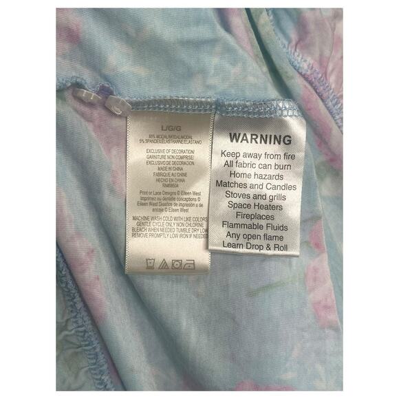 Eileen West Nightgown Womens Large Blue Pink Floral Chemise Lace Trim Ruffle Hem - Picture 6 of 13